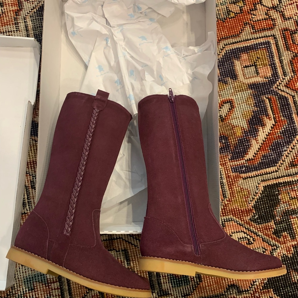 Elephantito Plum Suede Boots, Girls size 1 US, interior zipper, LIKE NEW - Picture 4 of 9